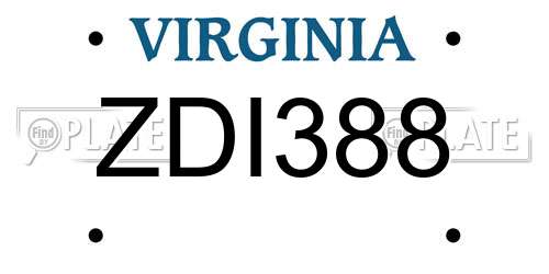 ZDI388 Virginia License Plate