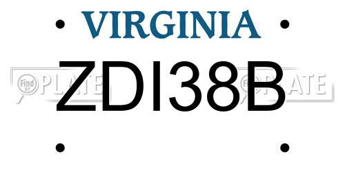 ZDI38B Virginia License Plate