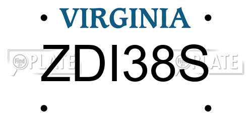 ZDI38S Virginia License Plate