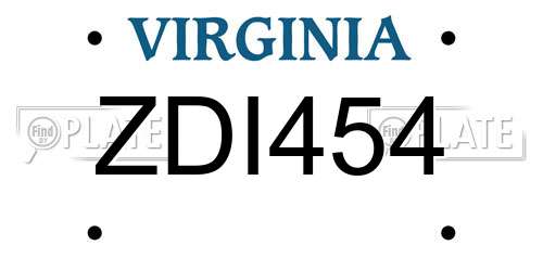 ZDI454 Virginia License Plate