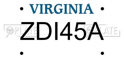 ZDI45A Virginia License Plate