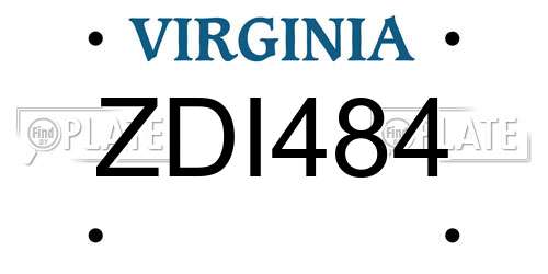 ZDI484 Virginia License Plate