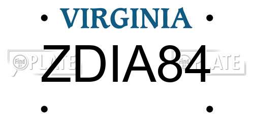 ZDIA84 Virginia License Plate