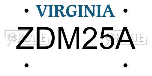 ZDM25A Virginia License Plate