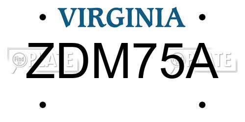 ZDM75A Virginia License Plate