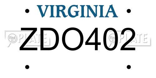 ZDO402 Virginia License Plate