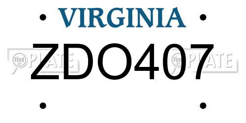 ZDO407 Virginia License Plate