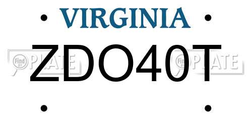 ZDO40T Virginia License Plate