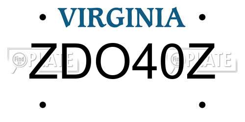 ZDO40Z Virginia License Plate