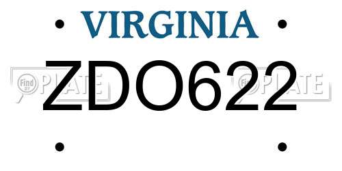 ZDO622 Virginia License Plate