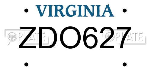 ZDO627 Virginia License Plate