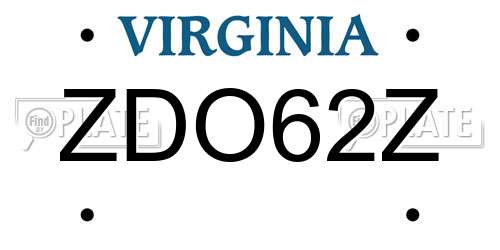 ZDO62Z Virginia License Plate
