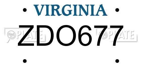 ZDO677 Virginia License Plate