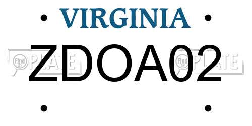 ZDOA02 Virginia License Plate