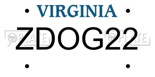 ZDOG22 Virginia License Plate