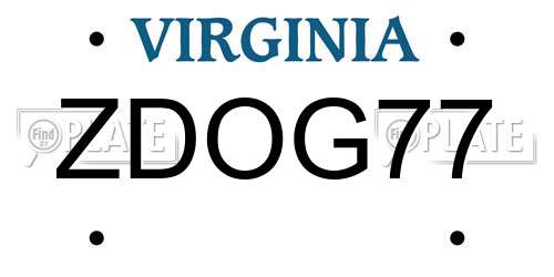 ZDOG77 Virginia License Plate