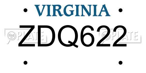ZDQ622 Virginia License Plate