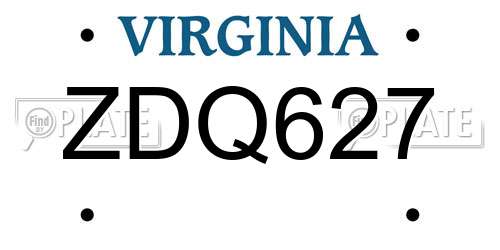ZDQ627 Virginia License Plate