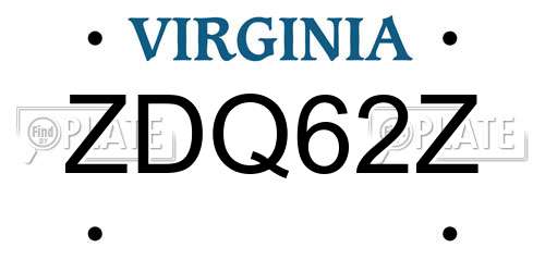 ZDQ62Z Virginia License Plate