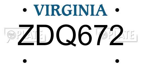 ZDQ672 Virginia License Plate