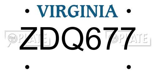 ZDQ677 Virginia License Plate