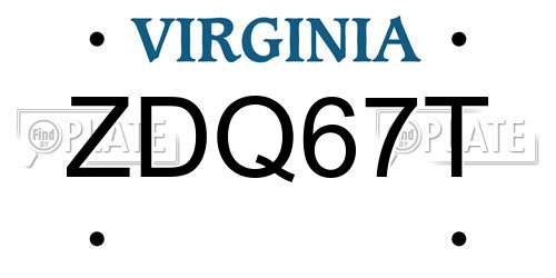 ZDQ67T Virginia License Plate