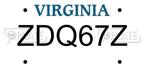 ZDQ67Z Virginia License Plate