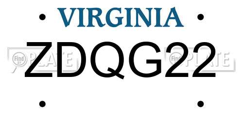 ZDQG22 Virginia License Plate