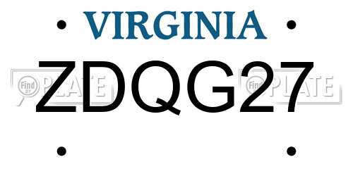 ZDQG27 Virginia License Plate