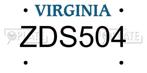ZDS504 Virginia License Plate
