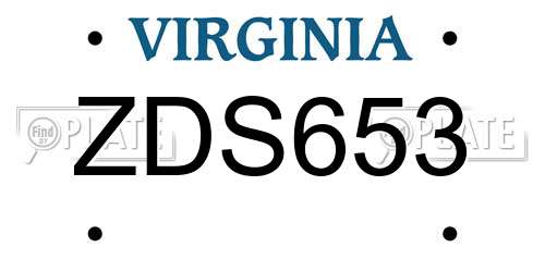 ZDS653 Virginia License Plate