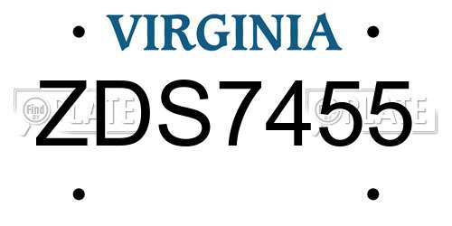 ZDS7455 Virginia License Plate