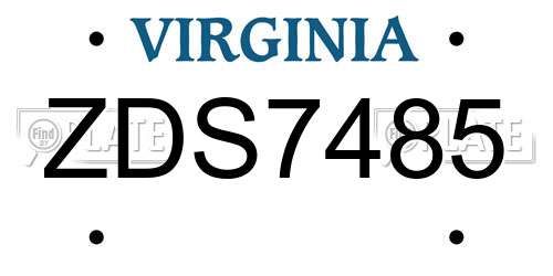 ZDS7485 Virginia License Plate