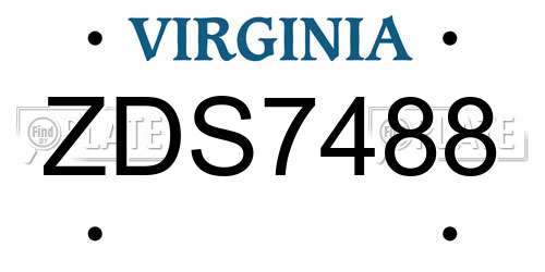 ZDS7488 Virginia License Plate
