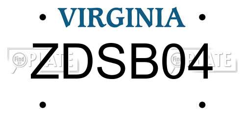 ZDSB04 Virginia License Plate
