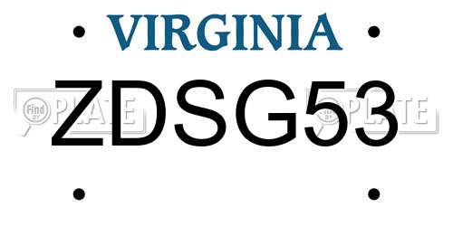 ZDSG53 Virginia License Plate