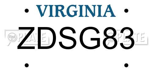 ZDSG83 Virginia License Plate