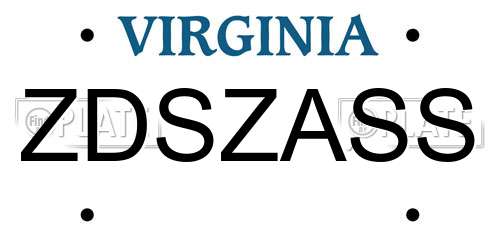 ZDSZASS Virginia License Plate