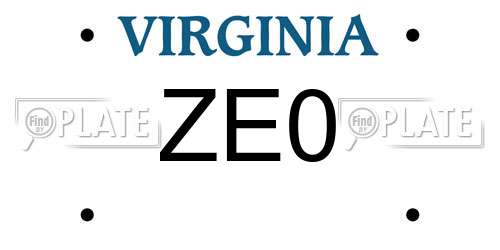 ZE0 Virginia License Plate