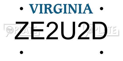 ZE2U2D Virginia License Plate
