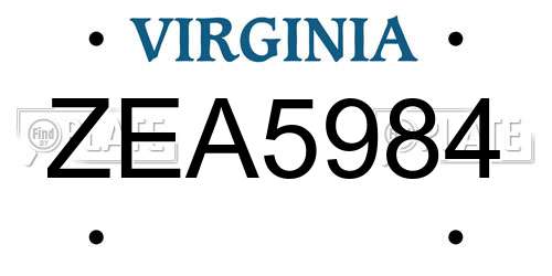 ZEA5984 Virginia License Plate
