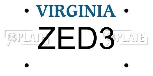 ZED3 Virginia License Plate