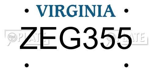 ZEG355 Virginia License Plate