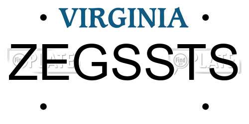 ZEGSSTS Virginia License Plate
