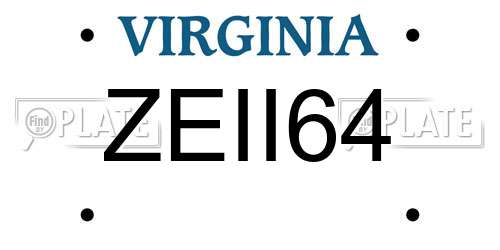ZEII64 Virginia License Plate