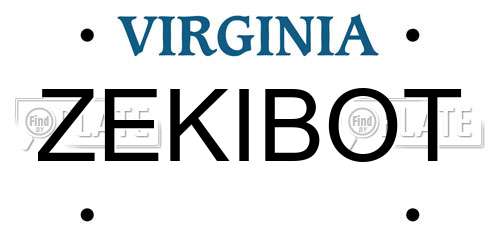 ZEKIBOT Virginia License Plate