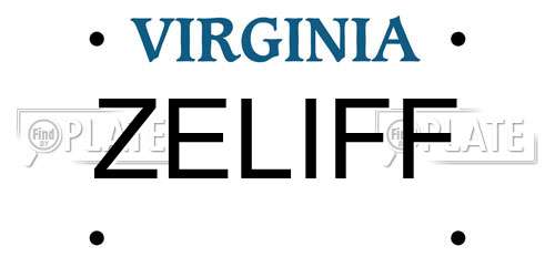 ZELIFF Virginia License Plate