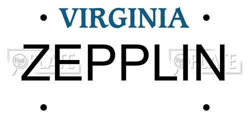 ZEPPLIN Virginia License Plate