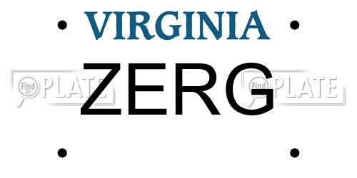 ZERG Virginia License Plate
