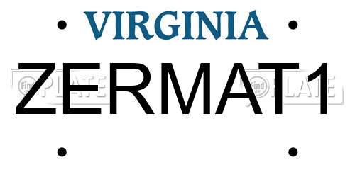 ZERMAT1 Virginia License Plate